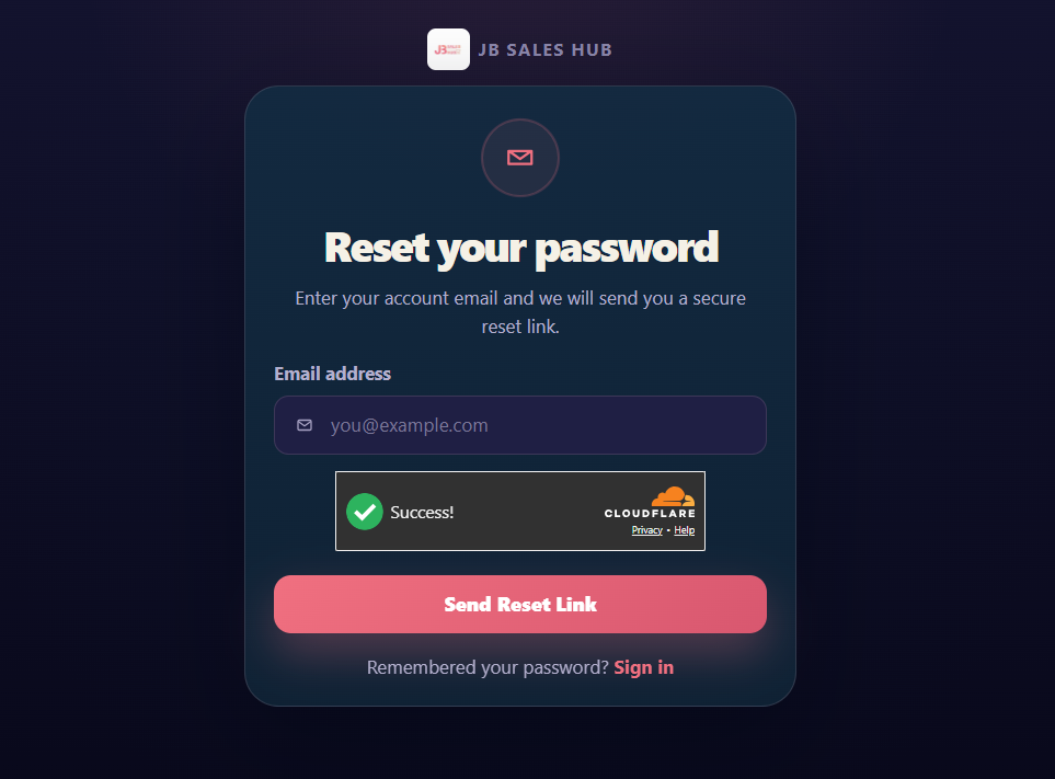 Password reset form on the new portal asking for your email